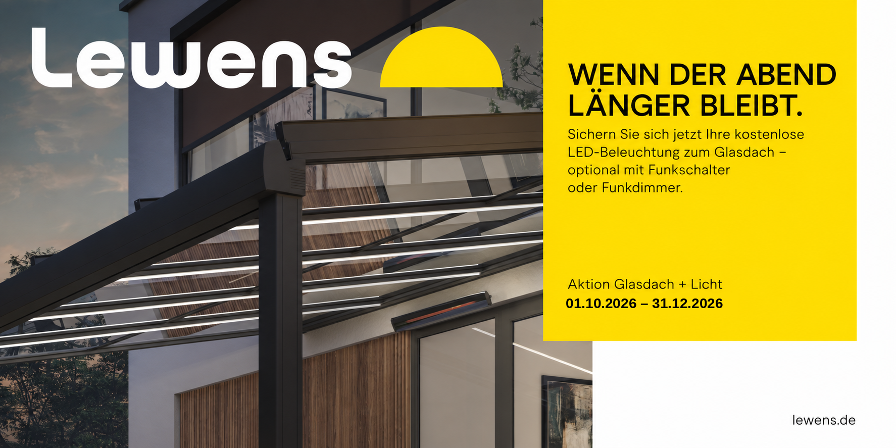 Lewens Glasdach und Licht Aktion Banner